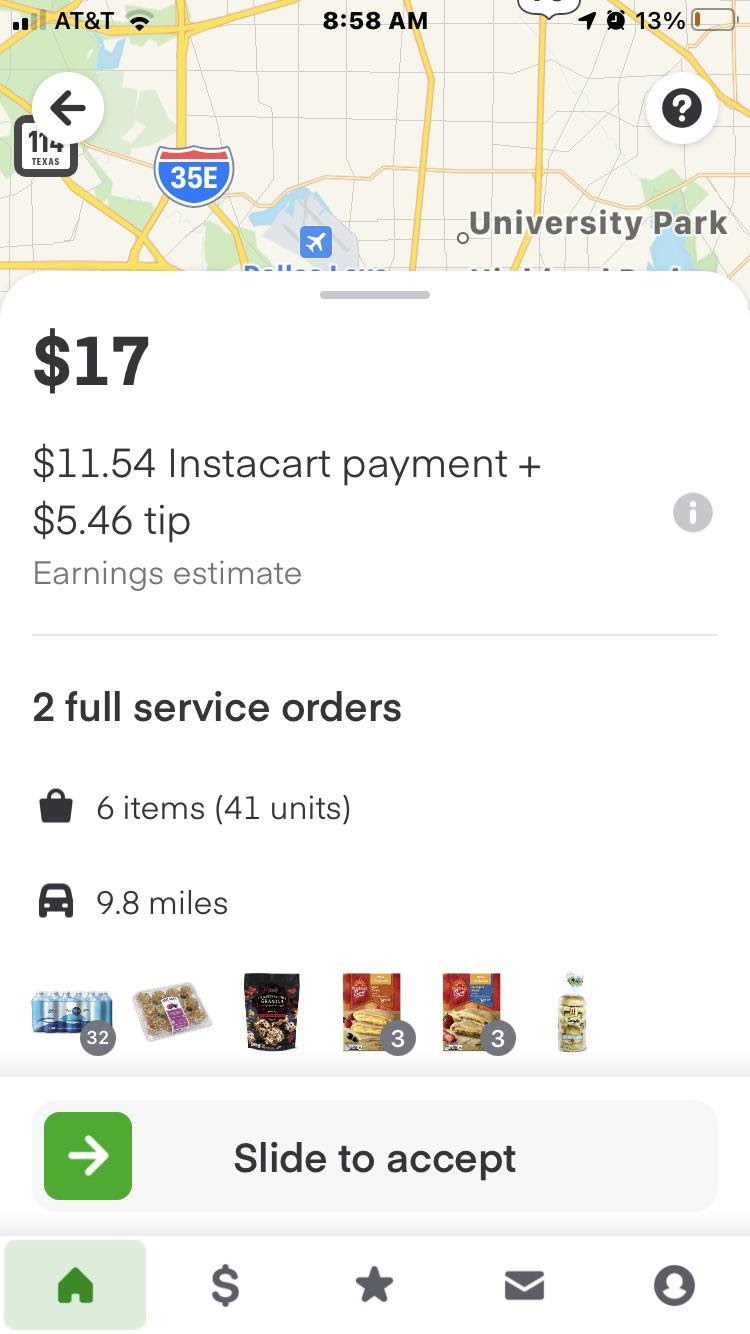 delivery acceptance screen