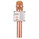 BONAOK Wireless Bluetooth Karaoke Microphone,3-in-1 Portable Handheld Karaoke Mic Speaker Machine Christmas Birthday Home Party for Android/iPhone/PC or All Smartphone(Q37 Rose Gold)