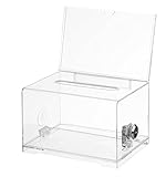 AdirOffice Acrylic Donation & Ballot Box With Lock (6.25' x 4.5' x 4') - Clear