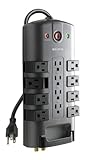 Belkin 12-Outlet Pivot-Plug Power Strip Surge Protector w/ 8ft Cord - Ideal for Computers, Home Theatre, Appliances, Office Equipment and more (4,320 Joules)