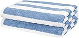 AmazonBasics Cabana Stripe Beach Towel - Pack of 2, Sky Blue
