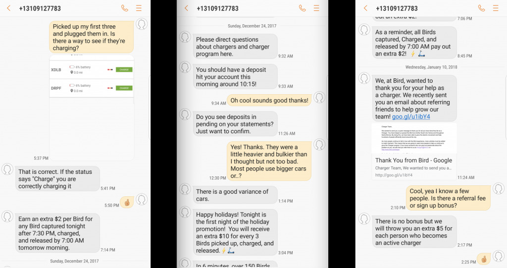 Bird customer service app screenshot