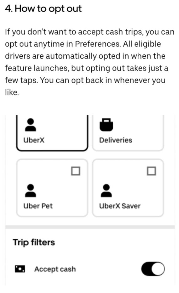 How To Opt Out Of Uber Cash