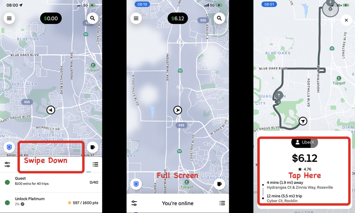 how uber drivers can see the destination before accepting rides