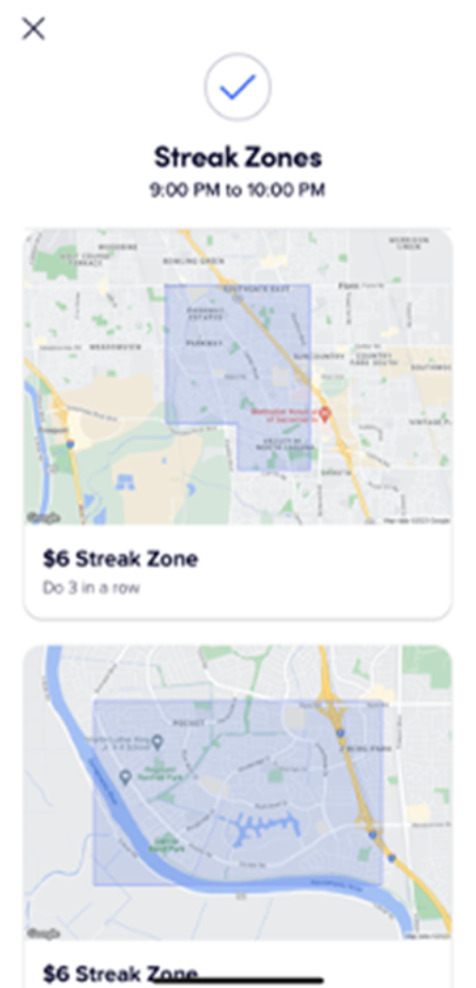 lyft streak bonus in certain areas