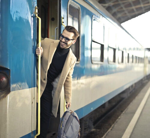 Man takes public transportation