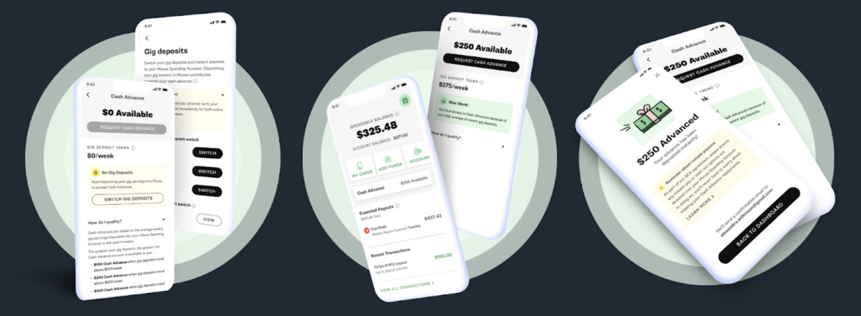 moves banking platform cash advance option