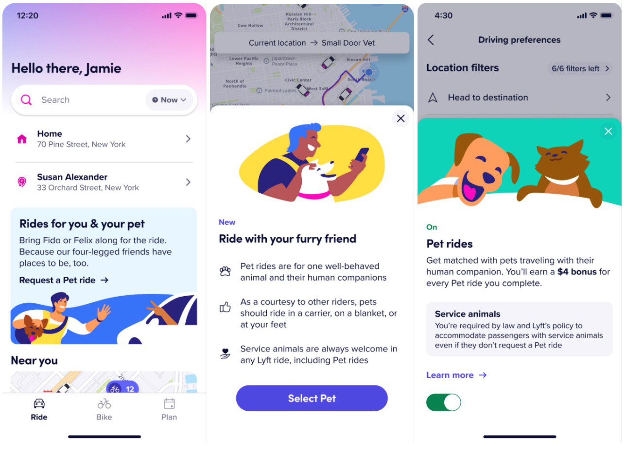 Request a Lyft Pet Mode Ride