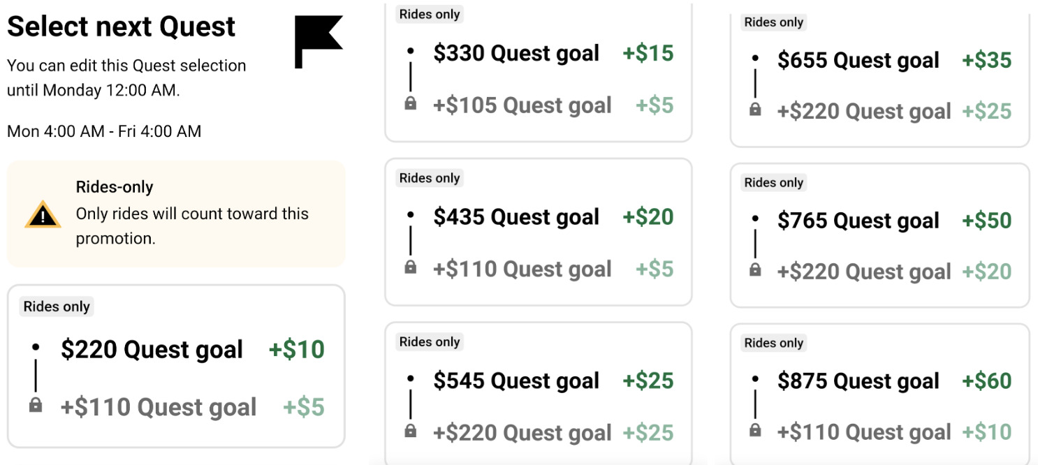 Uber Quest Options