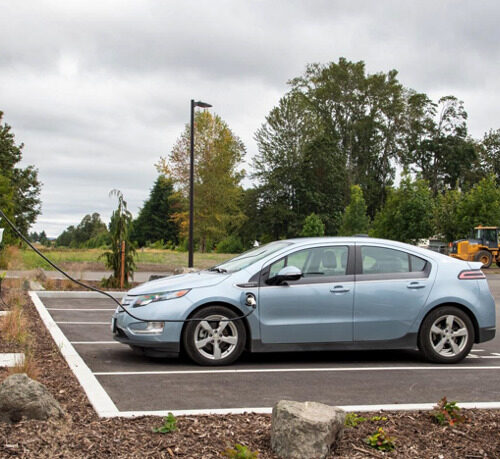 Vehicle fueling up for carpooling and ridesharing