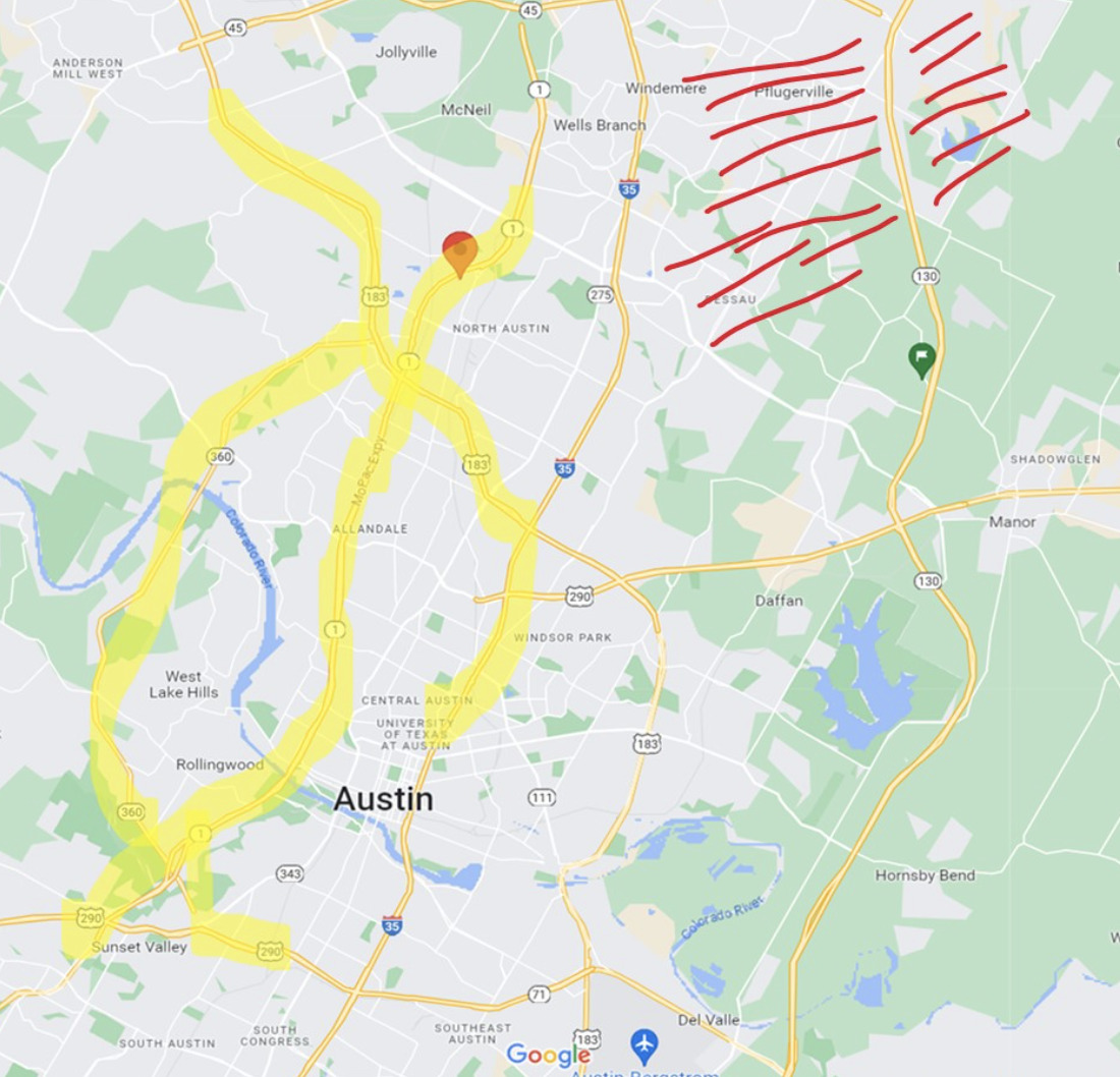 avoid east of I35