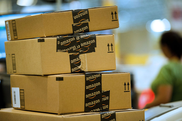 Amazon Packages Waiting to be Sorted and Delivered
