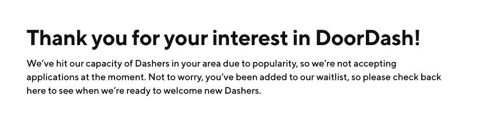 DoorDash Waiting Period