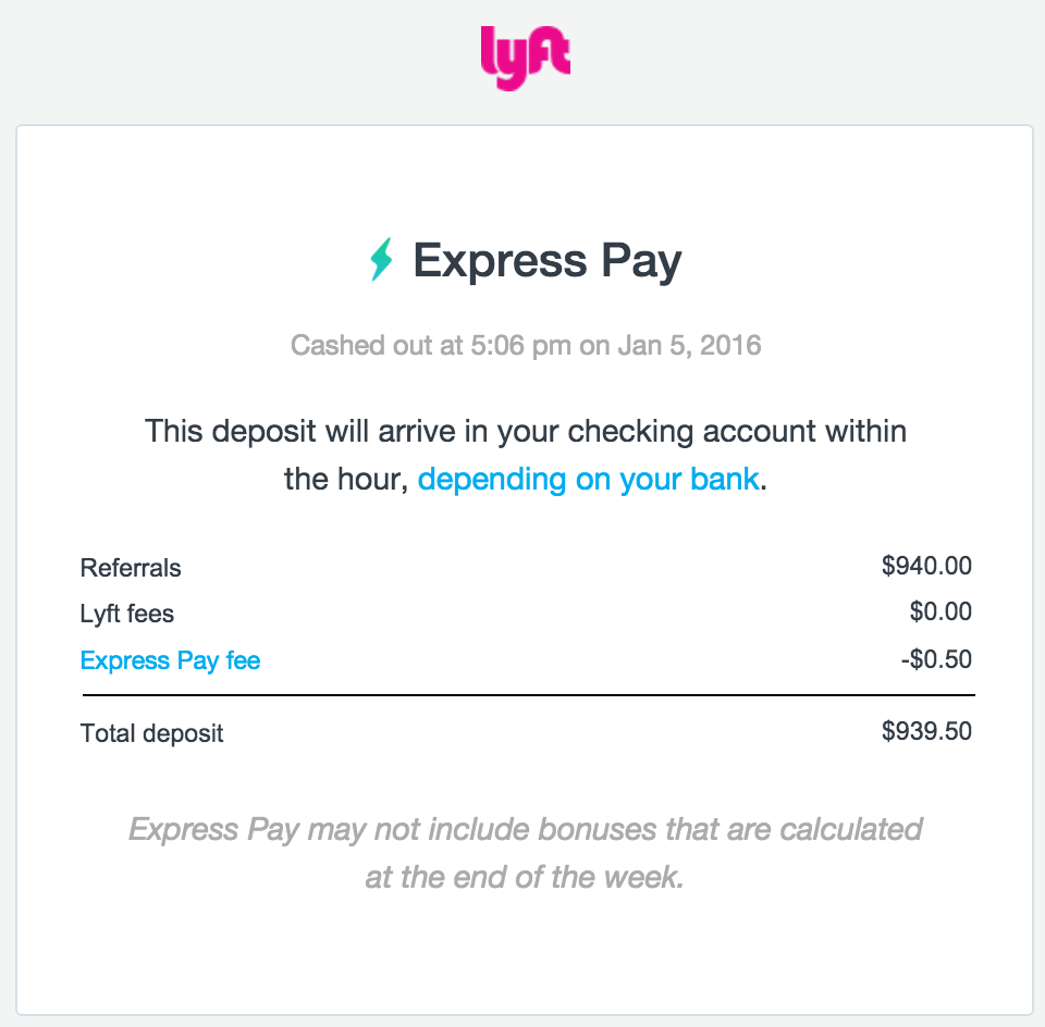Lyft Express Pay Email Confirmation