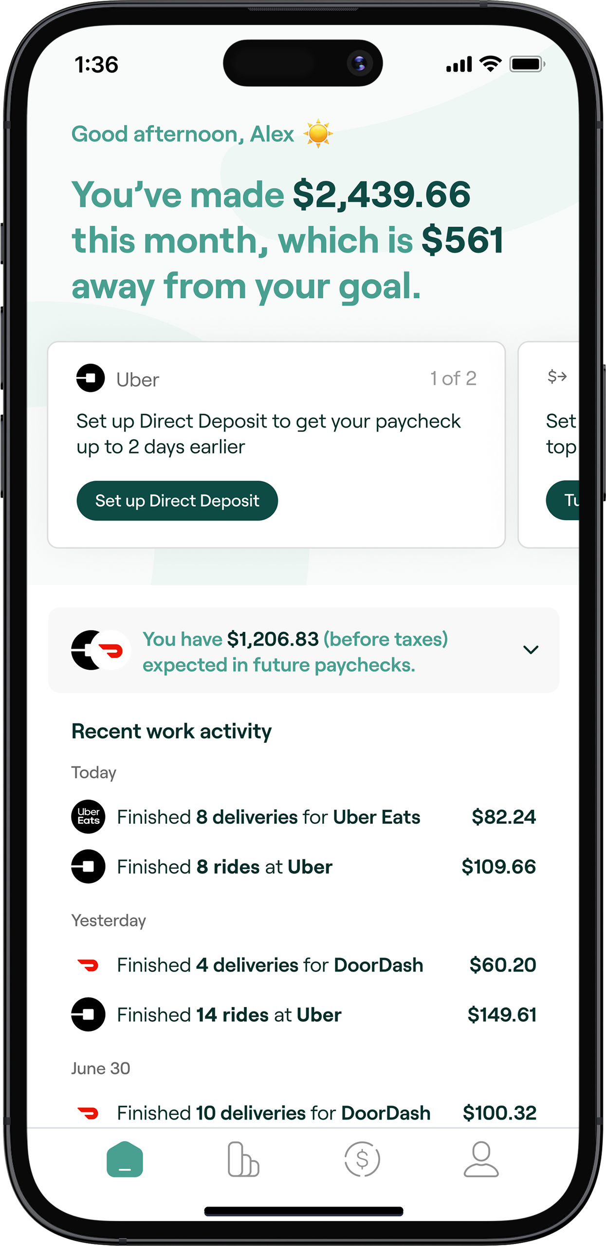 Mymo app summary screen