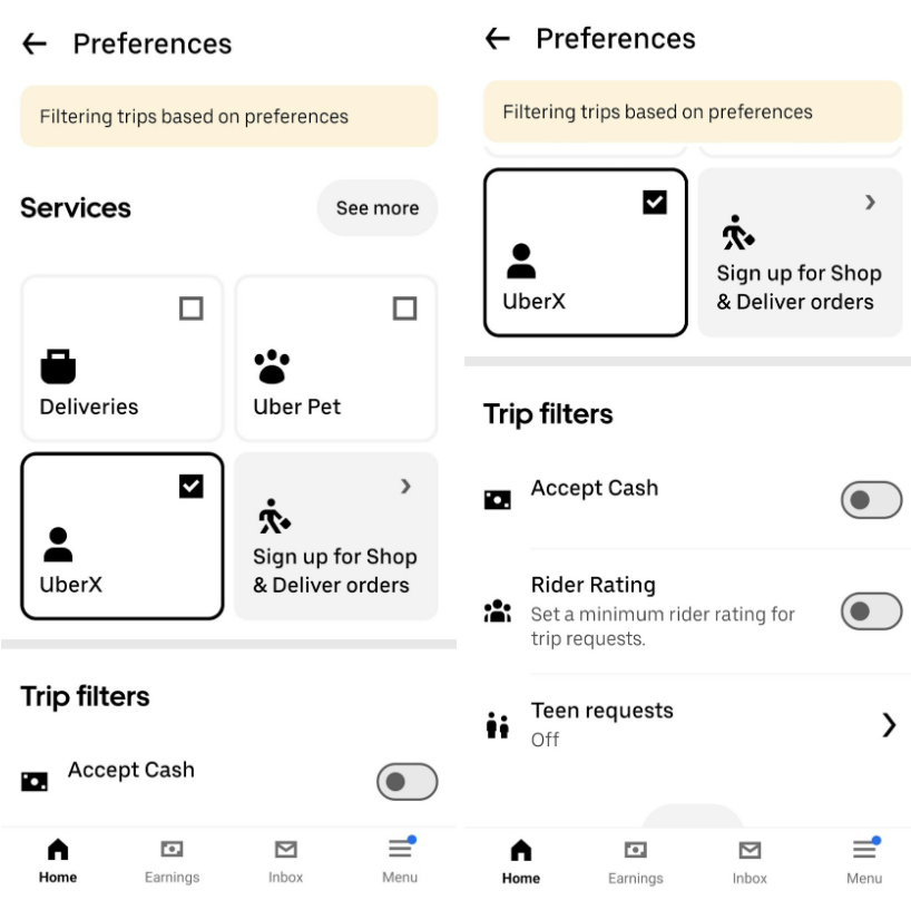 The New In-App Driver Preference Settings 